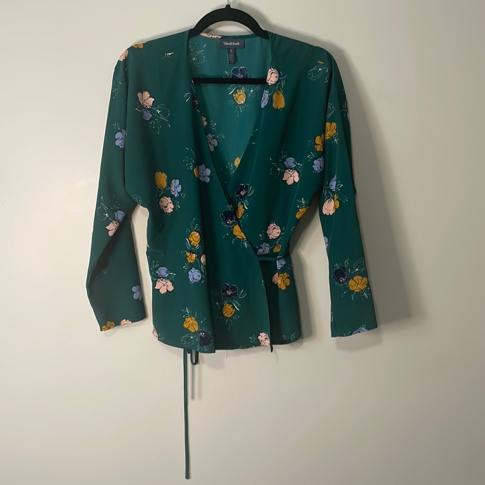 ModCloth Womens Wrap Blouse Floral